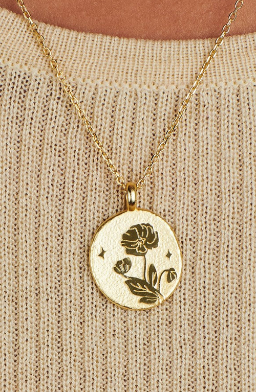 Little Sky Stone Birth Flower Necklace In Poppy/august