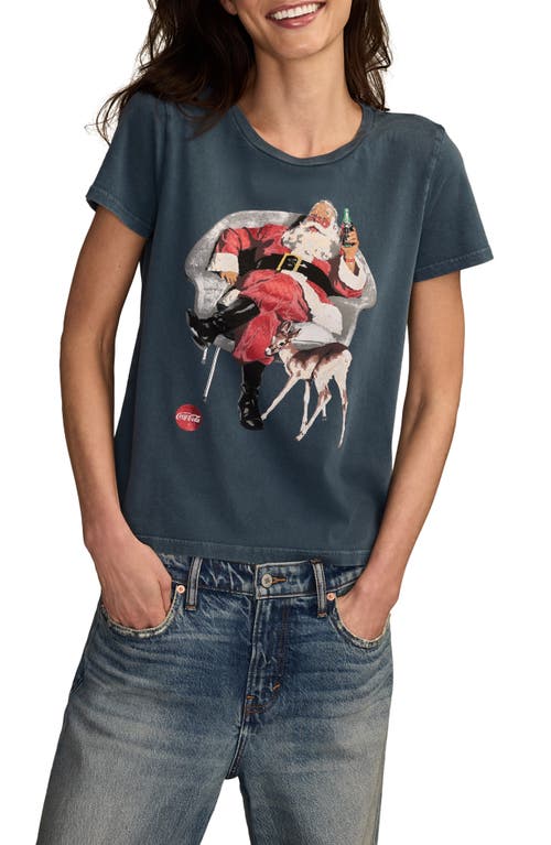 Lucky Brand Coca-cola® Santa Claus Cotton Graphic T-shirt In Blue