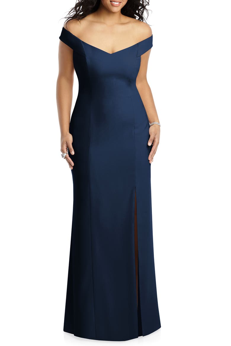 Off the Shoulder Crossback Gown, Main, color, MIDNIGHT
