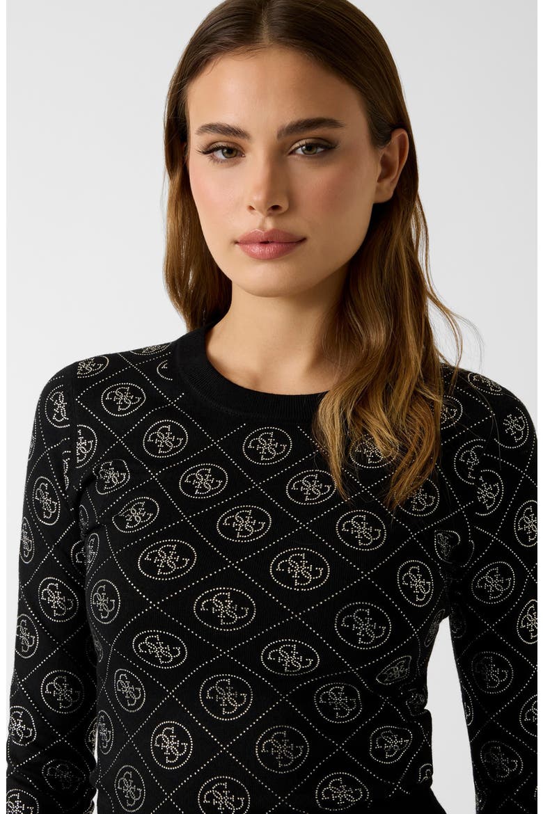 Rhinestone Crop Sweater, Alternate, color, BLACK