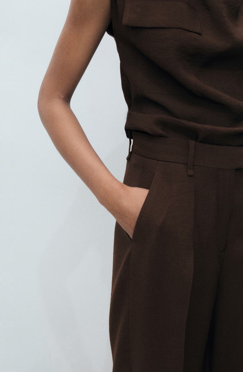 MANGO Pleated Wide Leg Pants, Alternate, color,