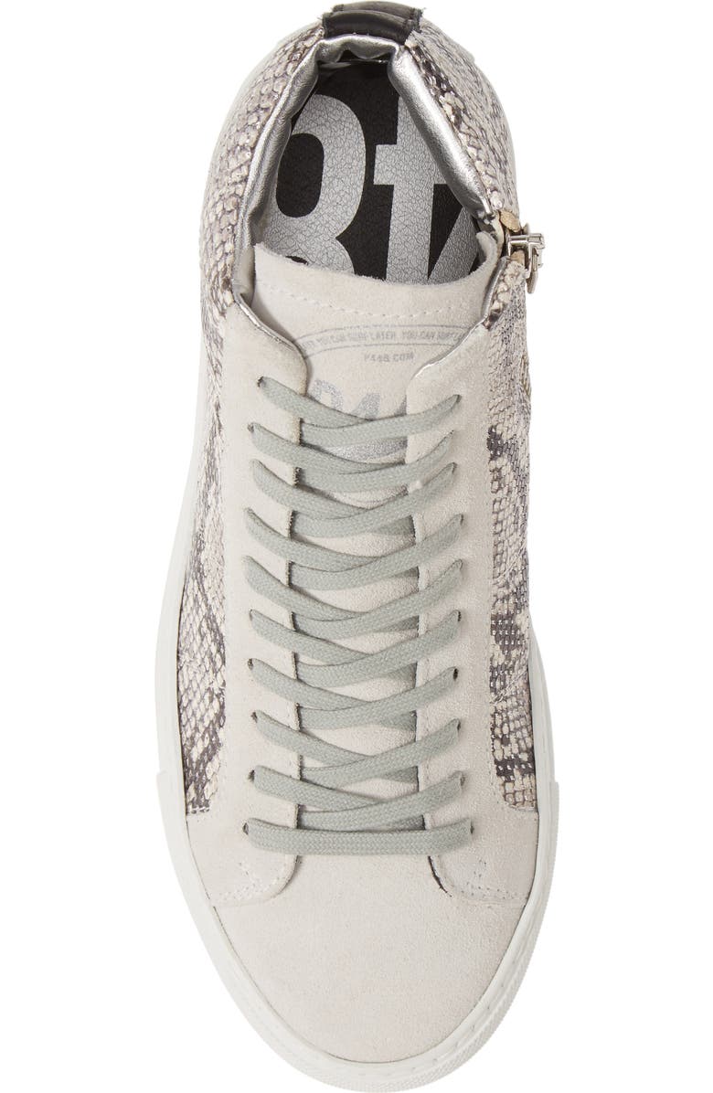 P448 Star Snakeskin Embossed Leather High Top Sneaker, Alternate, color,