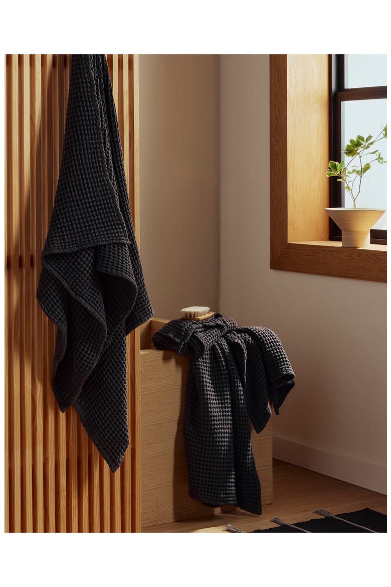 Waffle Hand Towel, Alternate, color, ONYX