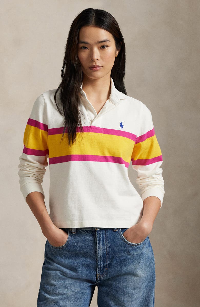 Polo Ralph Lauren Colorblock Cotton Rugby Shirt, Alternate, color,