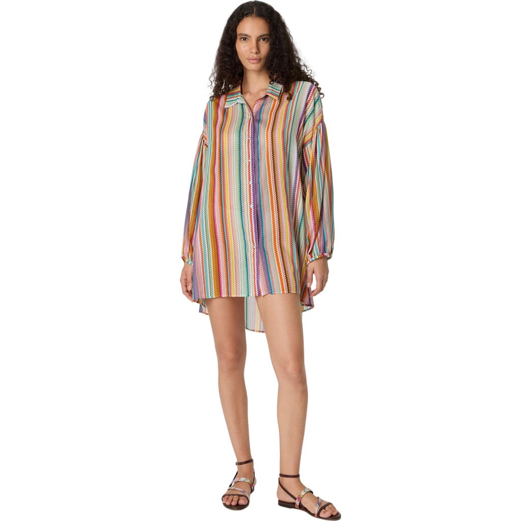 Missoni Shirt In Cotton And Silk With Zigzag Pattern in Multicoloured at Nordstrom, Size Medium