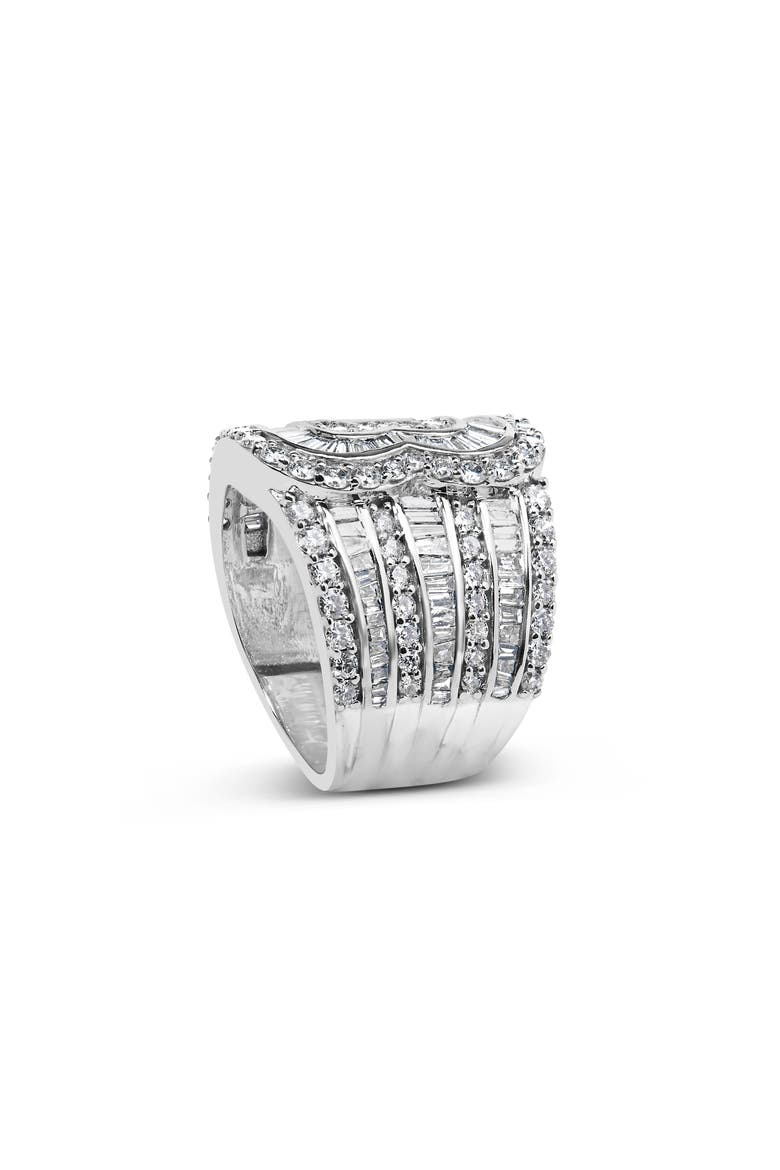 10K White Gold 2 1/2 Cttw Diamond Multi-Row Bypass Ring, Alternate, color, White