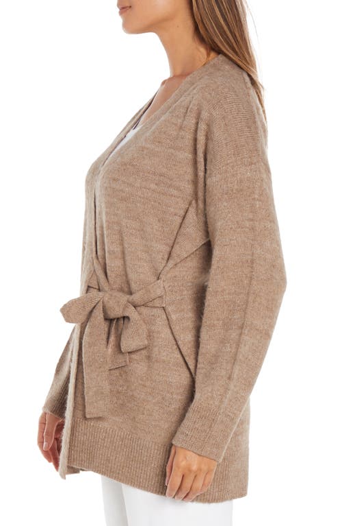 Three Dots Jo Wrap Cardigan In Taupe/gray