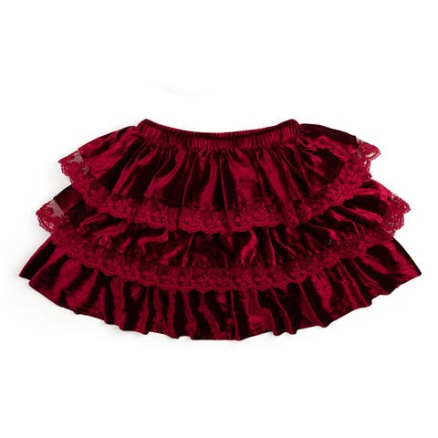 Ruby Red Velvet Tiered Christmas Skirt (Baby, Toddler, Little Kid & Big Kid)