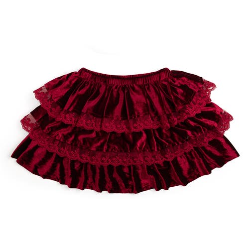 Sweet Wink Ruby Red Velvet Tiered Christmas Skirt In Red