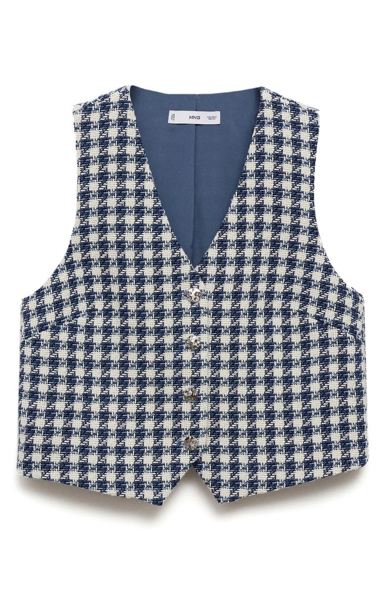 MANGO Houndstooth Tweed Vest, Alternate, color, Blue