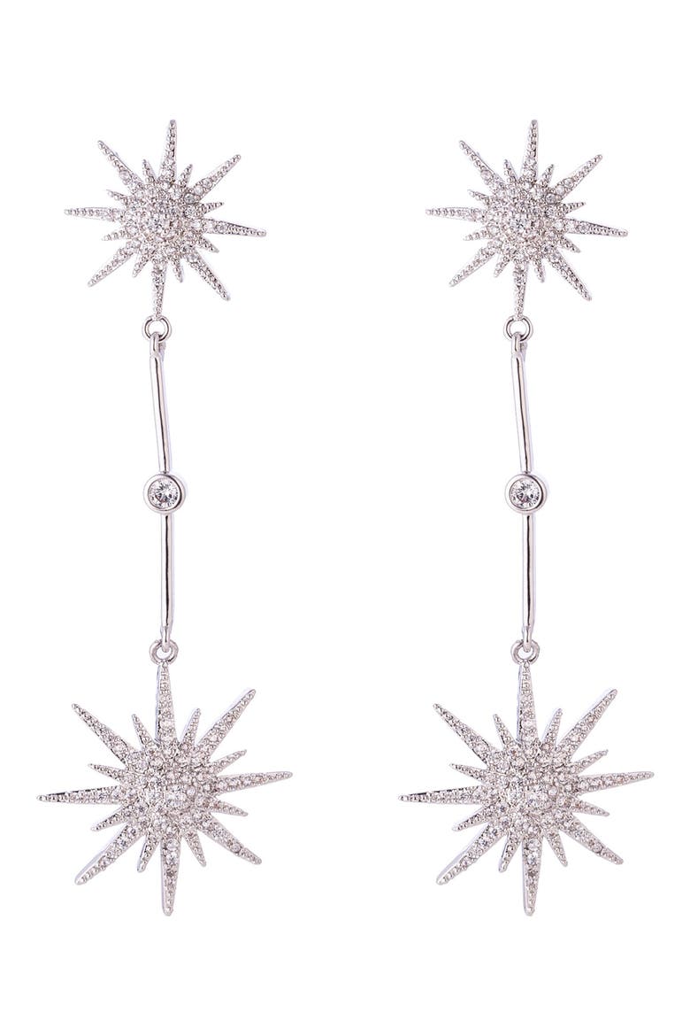 Sandra Pavé Cubic Zirconia Star Constellation Drop Earrings, Main, color, SILVER