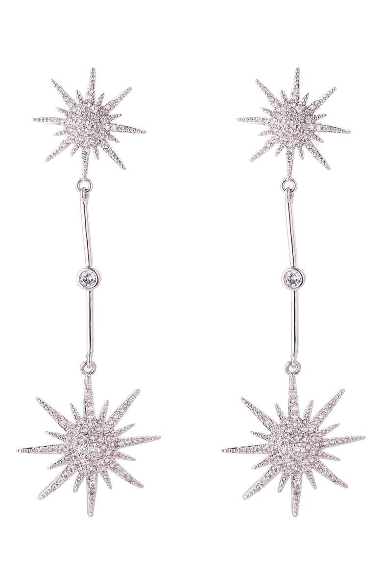 EYE CANDY LOS ANGELES Sandra Pavé Cubic Zirconia Star Constellation Drop Earrings, Main, color, Silver