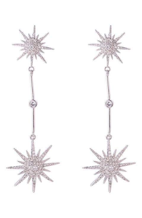 Sandra Pavé Cubic Zirconia Star Constellation Drop Earrings