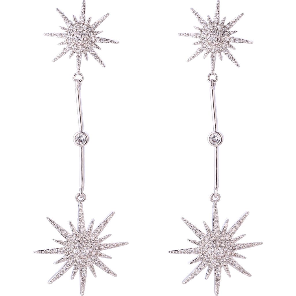 Eye Candy Los Angeles Sandra Pavé Cubic Zirconia Star Constellation Drop Earrings In Silver