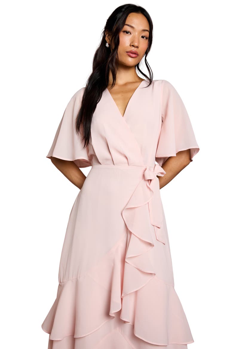 Angel Sleeve Bridesmaid Maxi Dress, Alternate, color, Blush