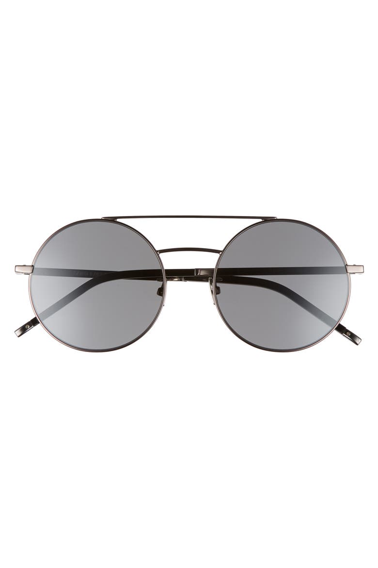 SL 210/F 56mm Round Aviator Sunglasses, Alternate, color, DARK RUTHENIUM/ BLACK