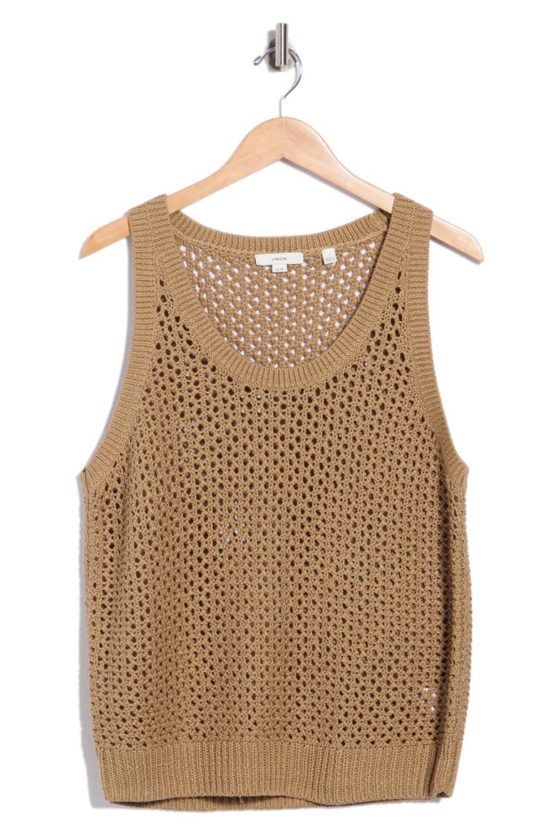 Crochet Cotton Tank, Alternate, color, BRULEE