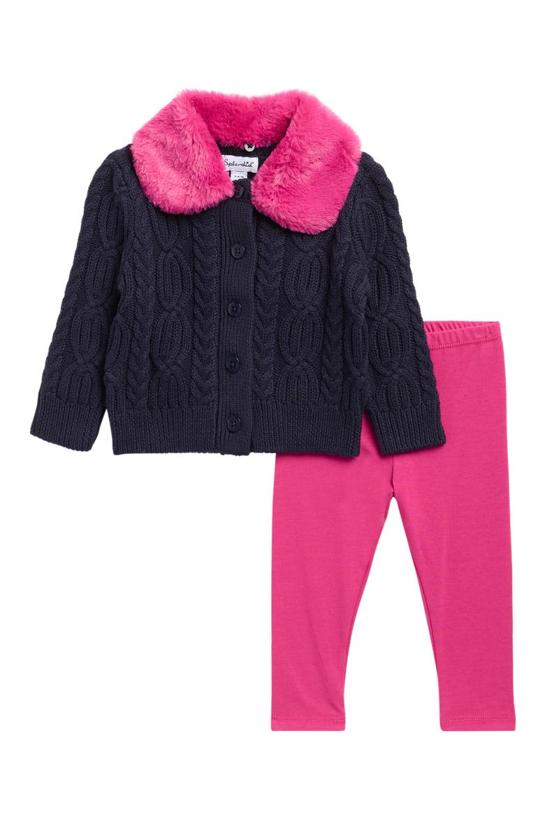 Superstar Cardigan & Leggings 2-Piece Set, Main, color, INKWL/ ELTRC RSE
