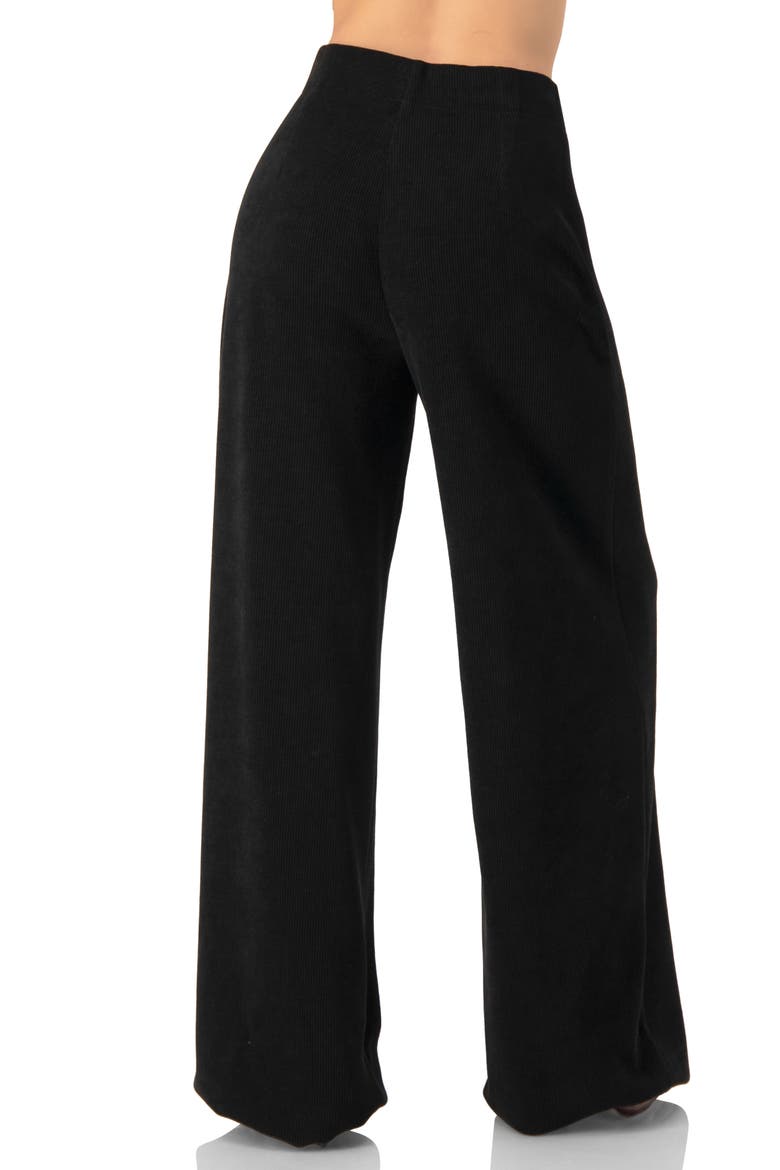 Corduroy High-Waisted Wide-Leg Trousers, Alternate, color, Black