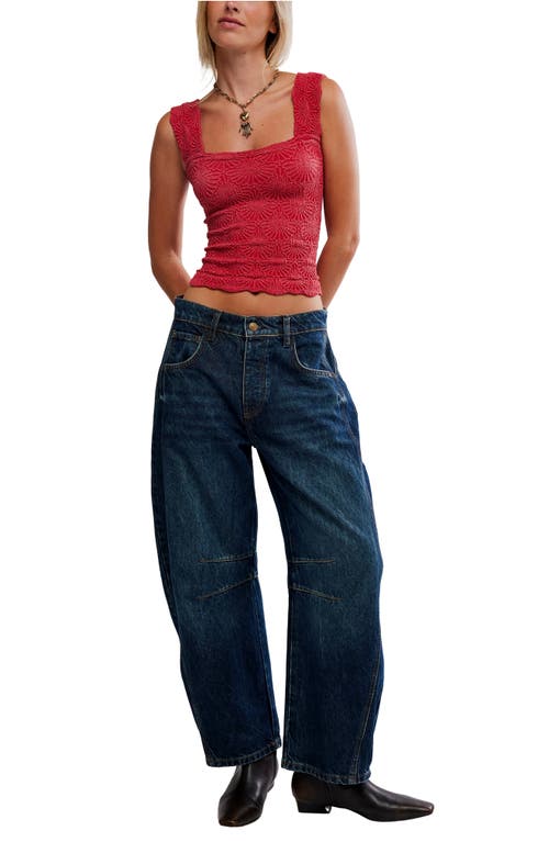 Free People Love Letter Floral Knit Camisole In Red