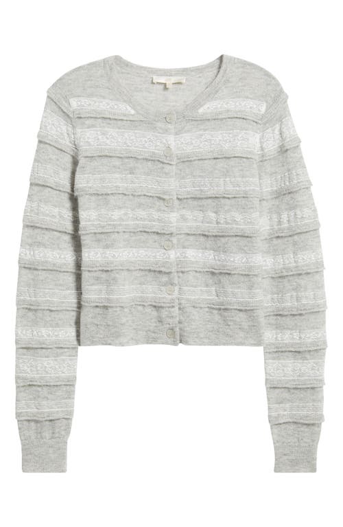 Loveshackfancy Claralise Lace Accent Cardigan In Gray