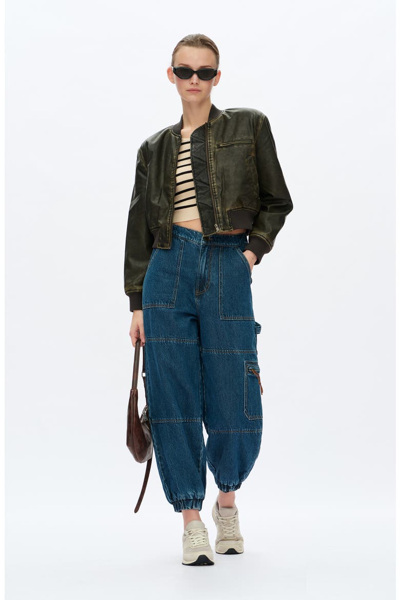 High Waist Denim Joggers, Alternate, color, VINTAGE DARK BLUE