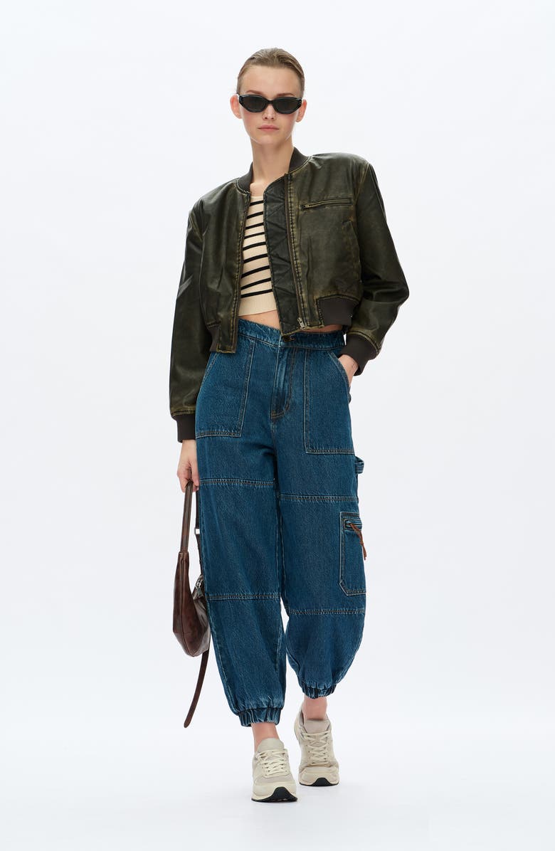 Bayeas High Waist Denim Joggers, Alternate, color, Vintage Dark Blue