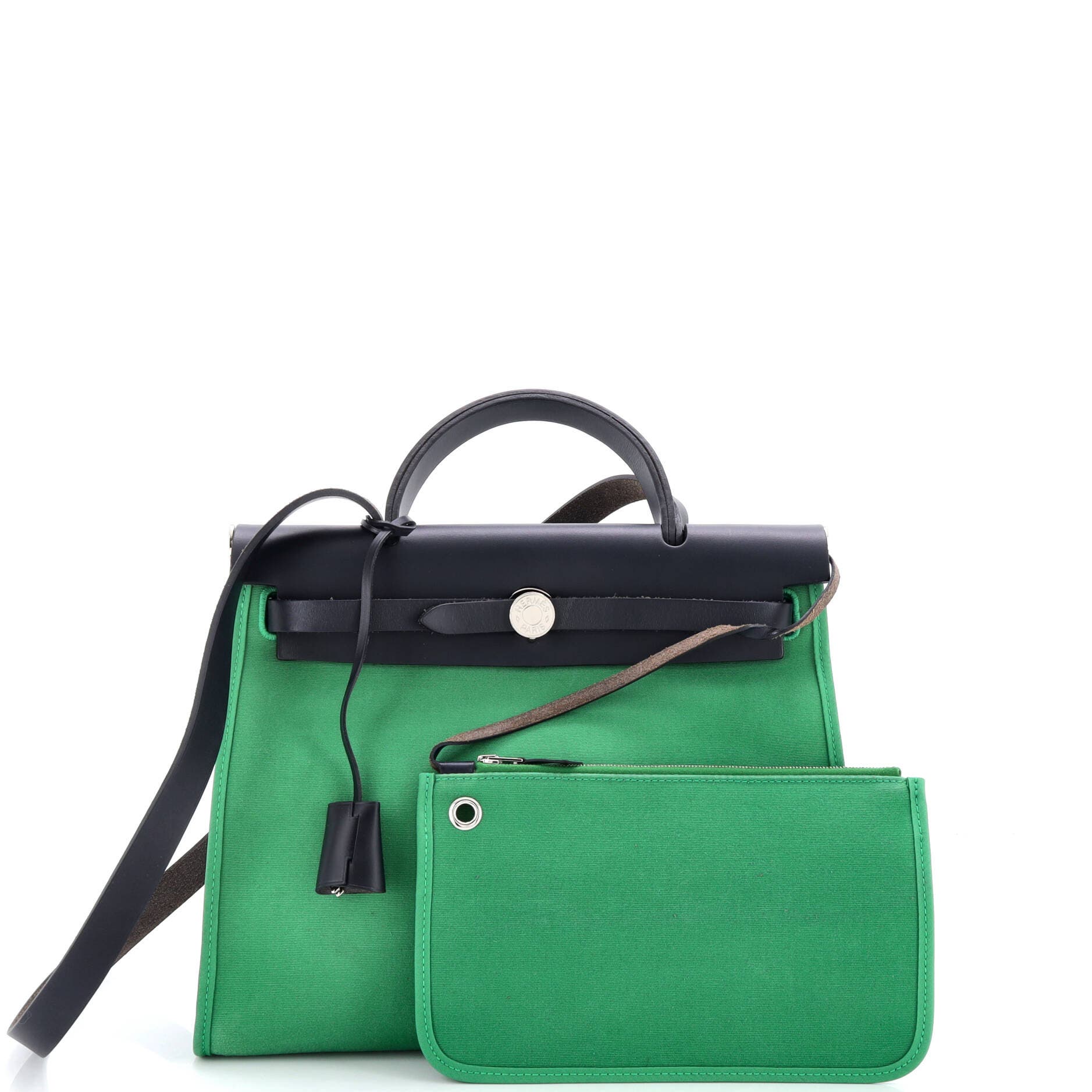 Pre-Owned Hermes Herbag Zip Leather and Toile 31, Alternate, color, 