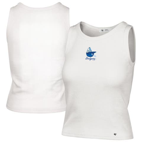 Women's '47 Cream Los Angeles Dodgers Single Swirl Ribbed Baby Tank Top