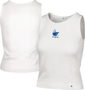 '47 Women's '47 Cream Los Angeles Dodgers Single Swirl Ribbed Baby Tank Top