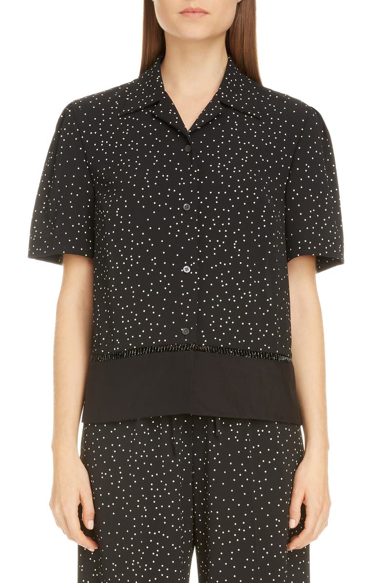 Dries Van Noten Cabo Dot Lace Inset Shirt, Main, color, 
