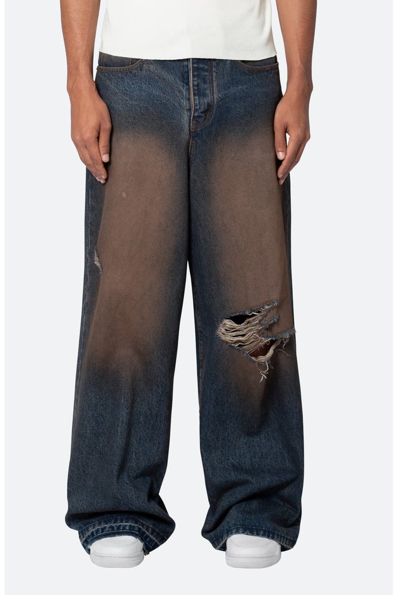 Baggy Rave Ripped Wide Leg Jeans, Main, color, RUST