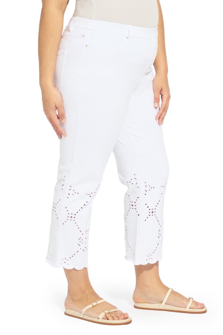 Billie Eyelet Pull-On High Waist Crop Straight Leg Jeans, Alternate, color, WHITE