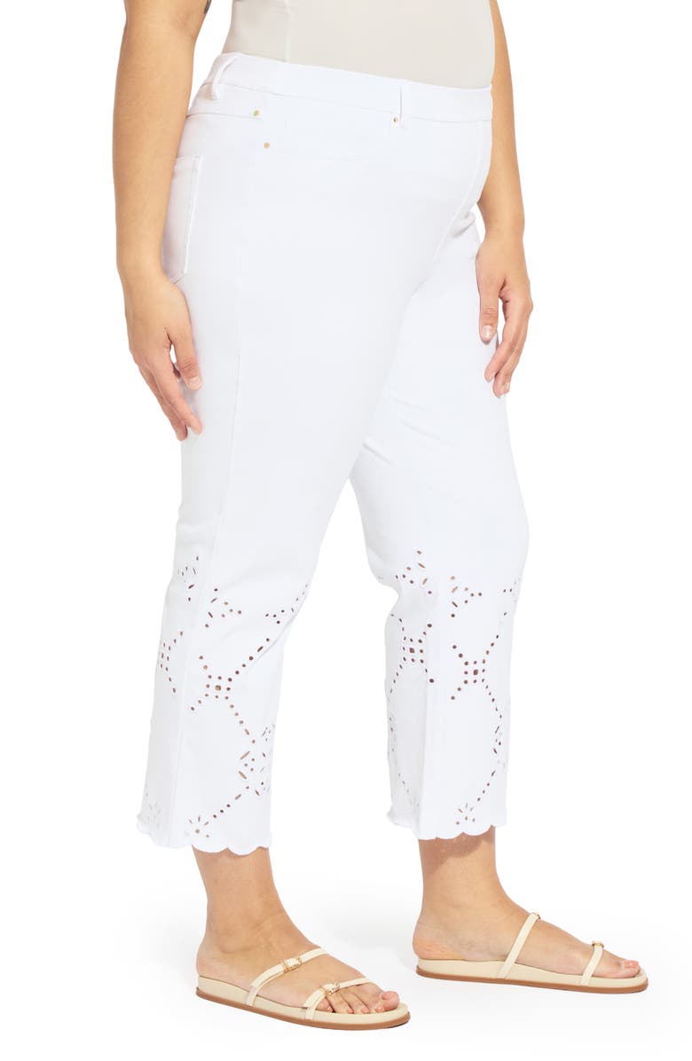 Lysse Billie Eyelet Pull-On High Waist Crop Straight Leg Jeans, Alternate, color, White