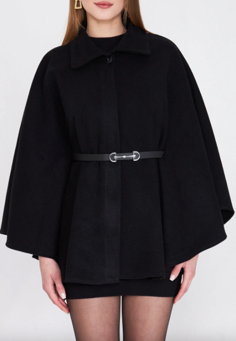 Belted Knit Poncho Coat