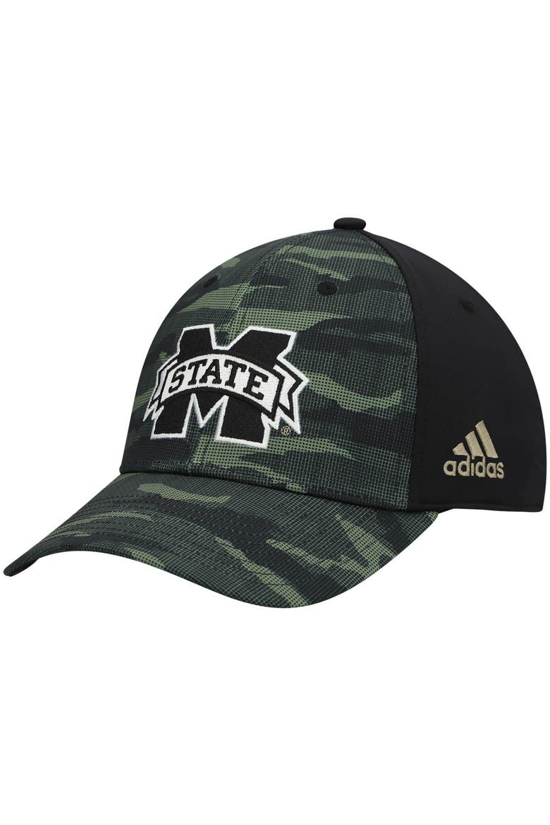 Men's adidas Camo Mississippi State Bulldogs Military Appreciation Primegreen Flex Hat, Main, color, Camo