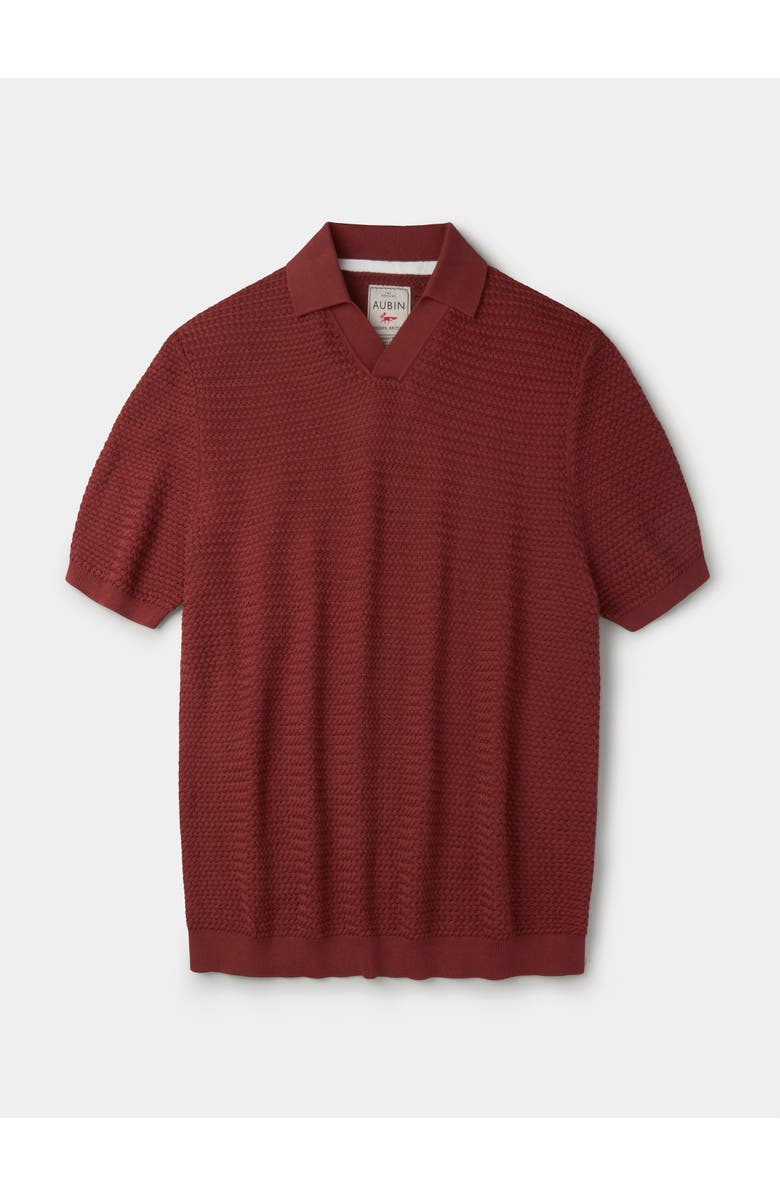 Aubin Alford Textured Cotton Polo Shirt, Alternate, color, Rust
