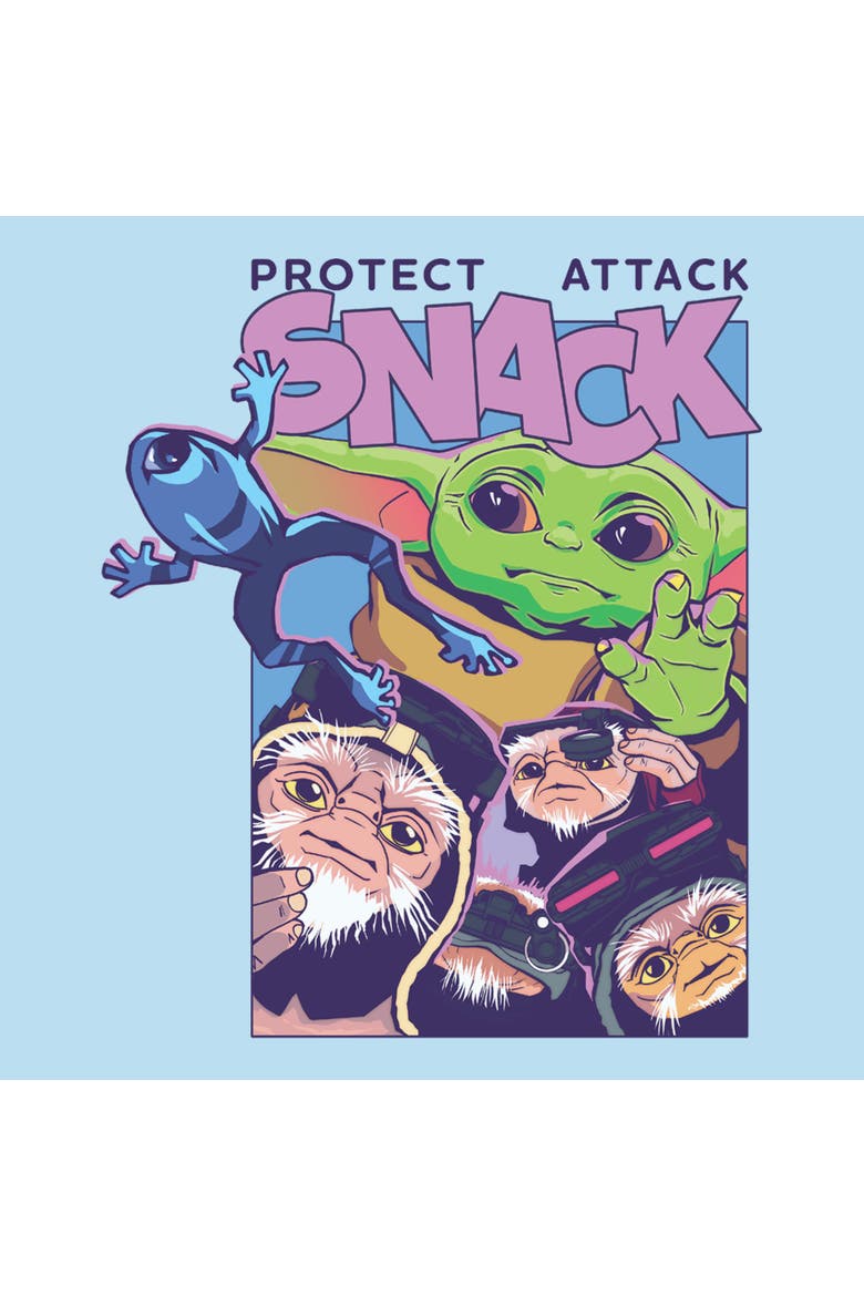 Men's Protect Attack Snack Collage Short Sleeve Graphic T-Shirt, Alternate, color, Light Blue