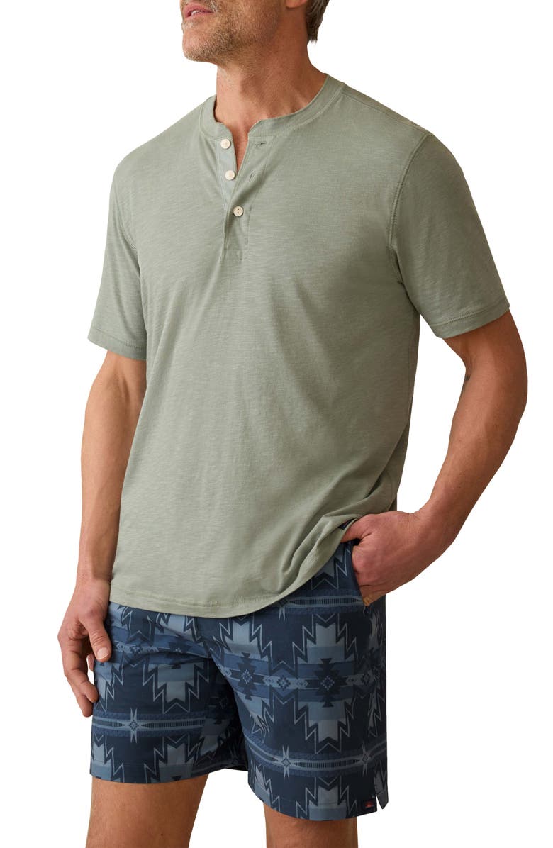 Faherty Sunwashed Organic Cotton Henley, Alternate, color, Sage Creek