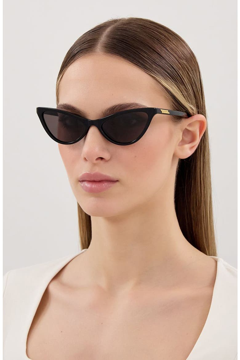 56mm Cat Eye Sunglasses, Alternate, color, BLACK