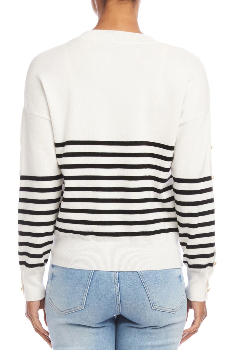 Karen Kane Stripe Button Detail Sweater, Alternate, color, 