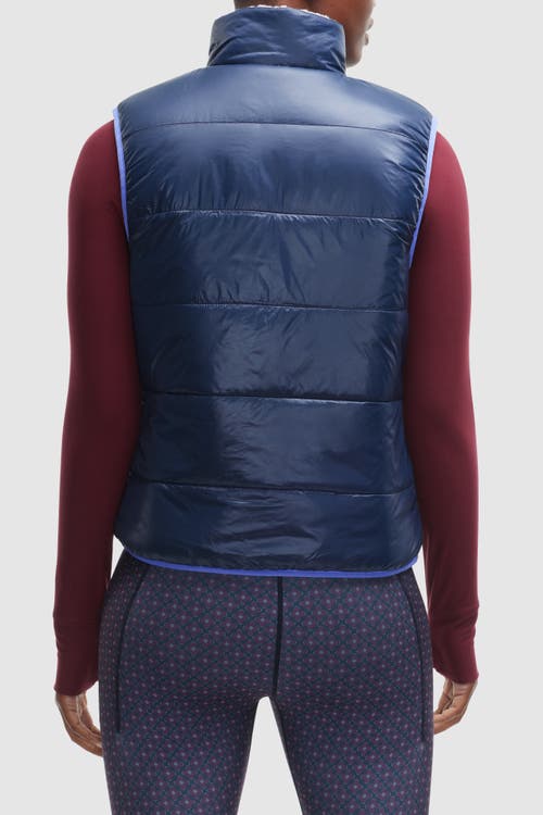 Peloton Cozy Fleece Reversible Vest In Deep Navy