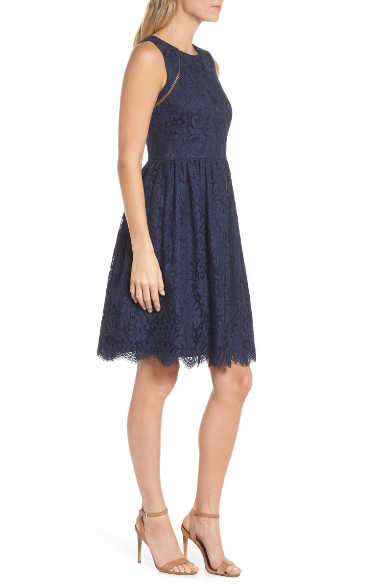 Eliza J Sleeveless Lace Fit & Flare Dress, Alternate, color, 