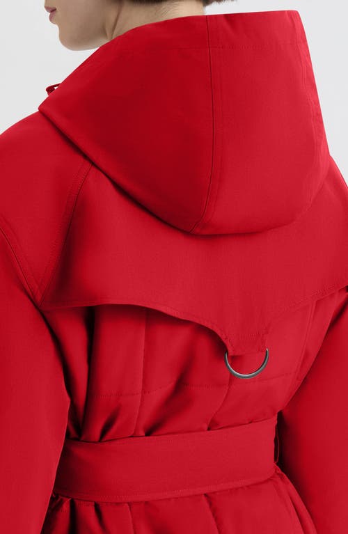 Hunter Violet Hooded Long Trench Coat In Red