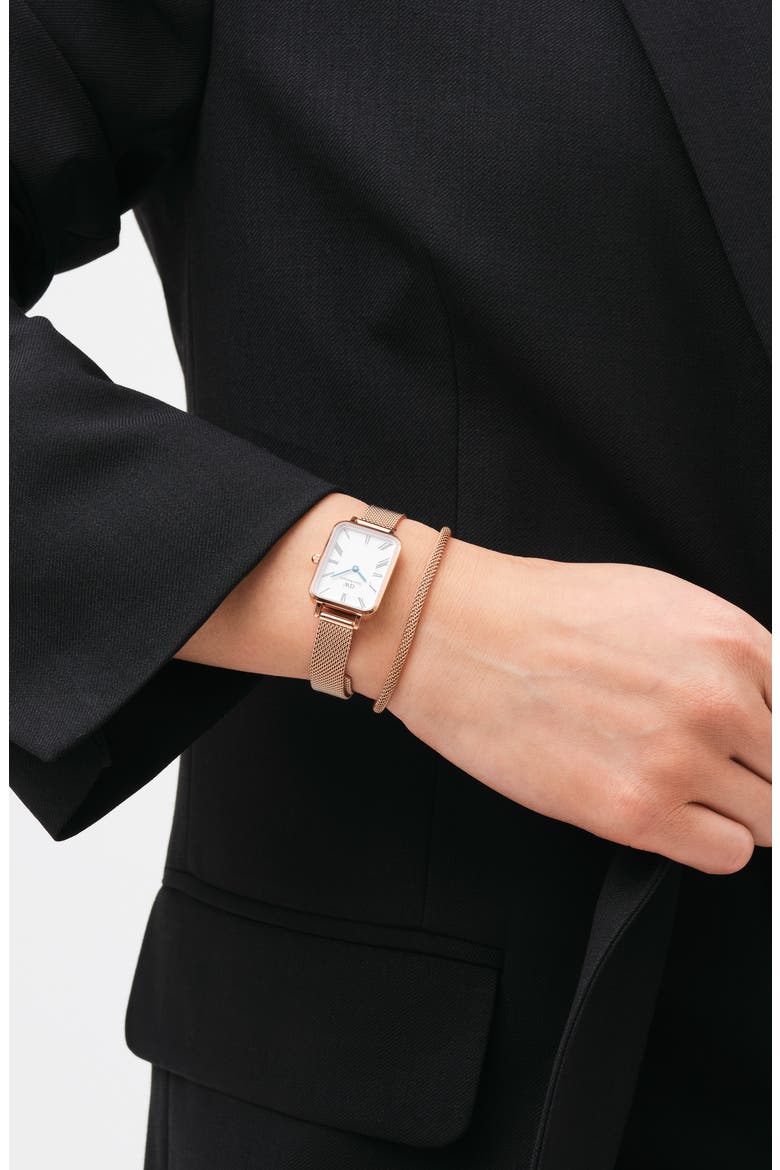 Quadro Mesh Strap Bracelet, 20mm x 26mm, Alternate, color, ROSE GOLD