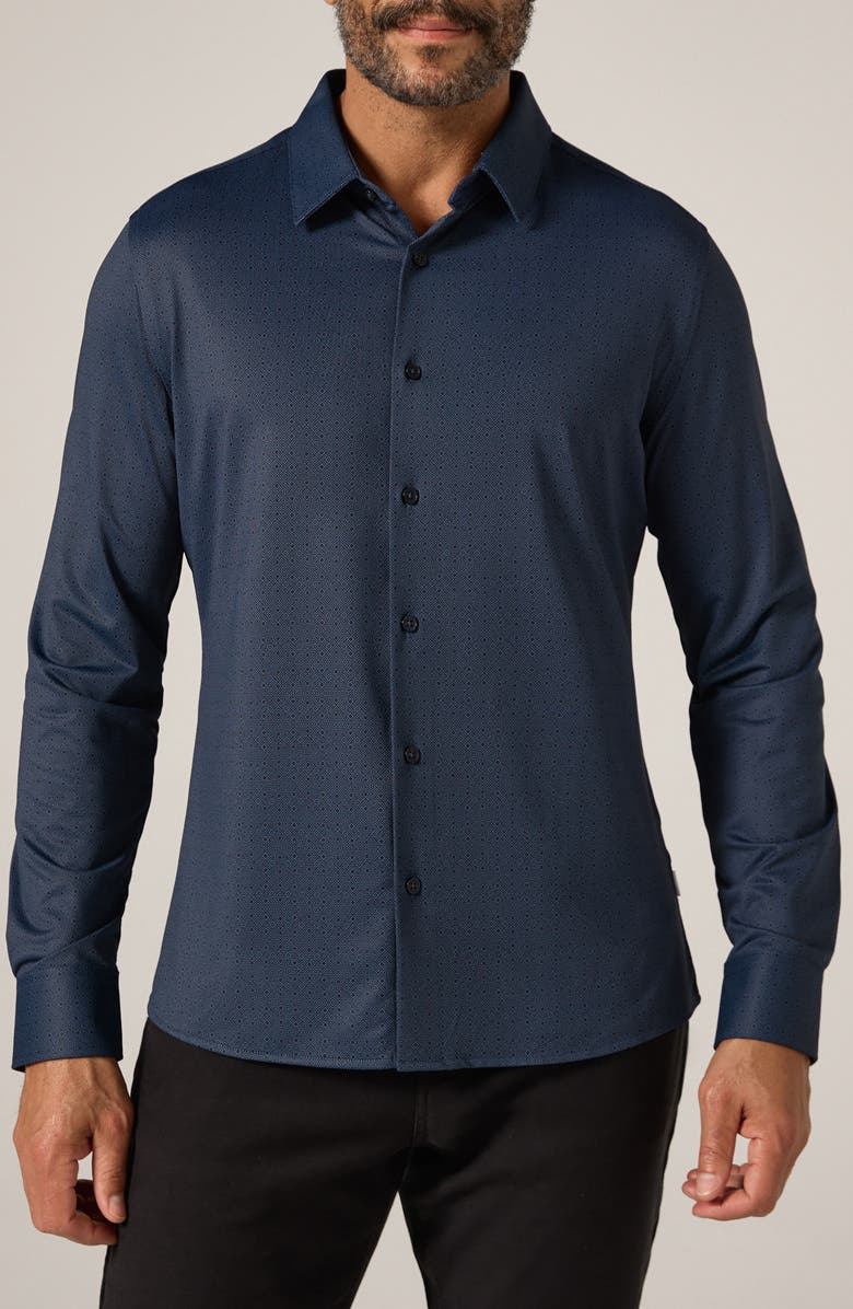 7 Diamonds Granger Wrinkle Resistant Performance Button-Up Shirt, Main, color, Midnight