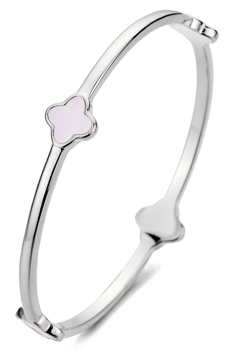 Clover Station Bangle Bracelet, Main, color, WHITE