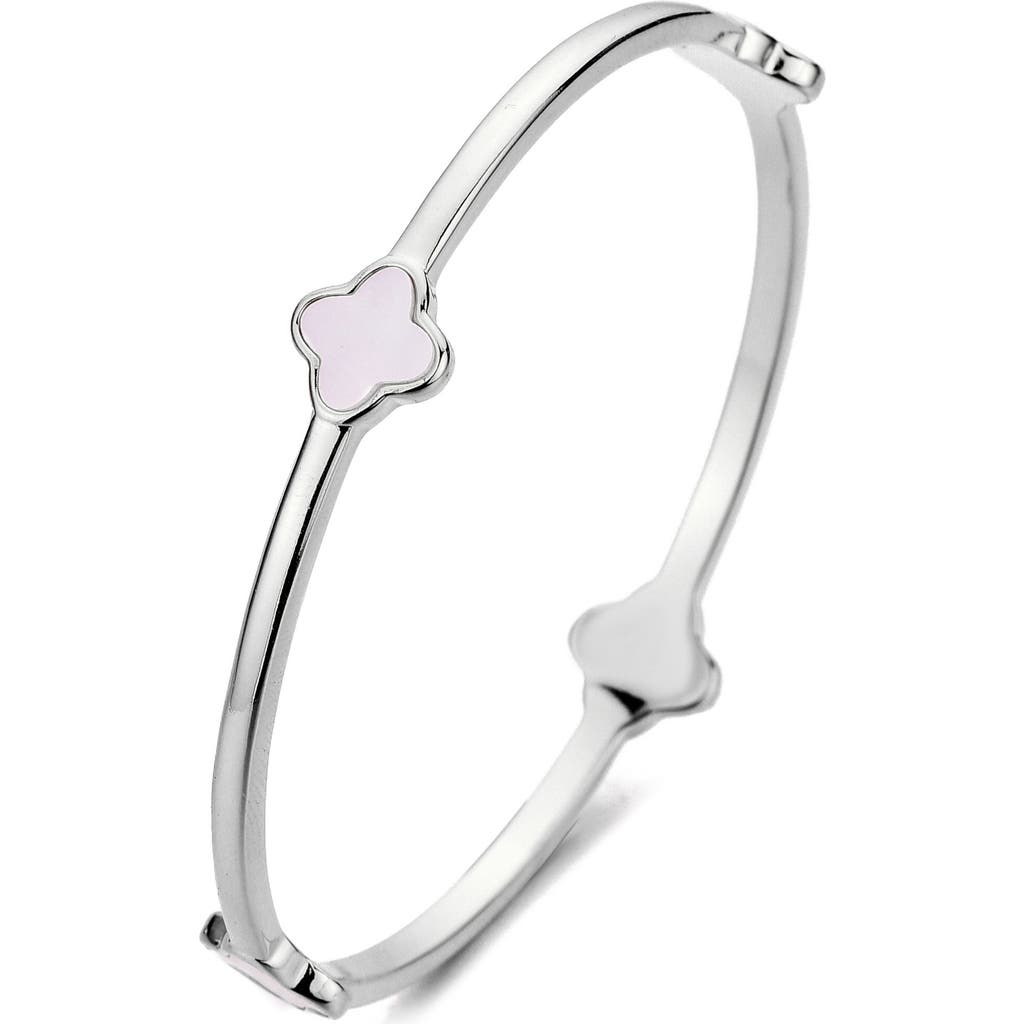 Adornia Clover Station Bangle Bracelet In White