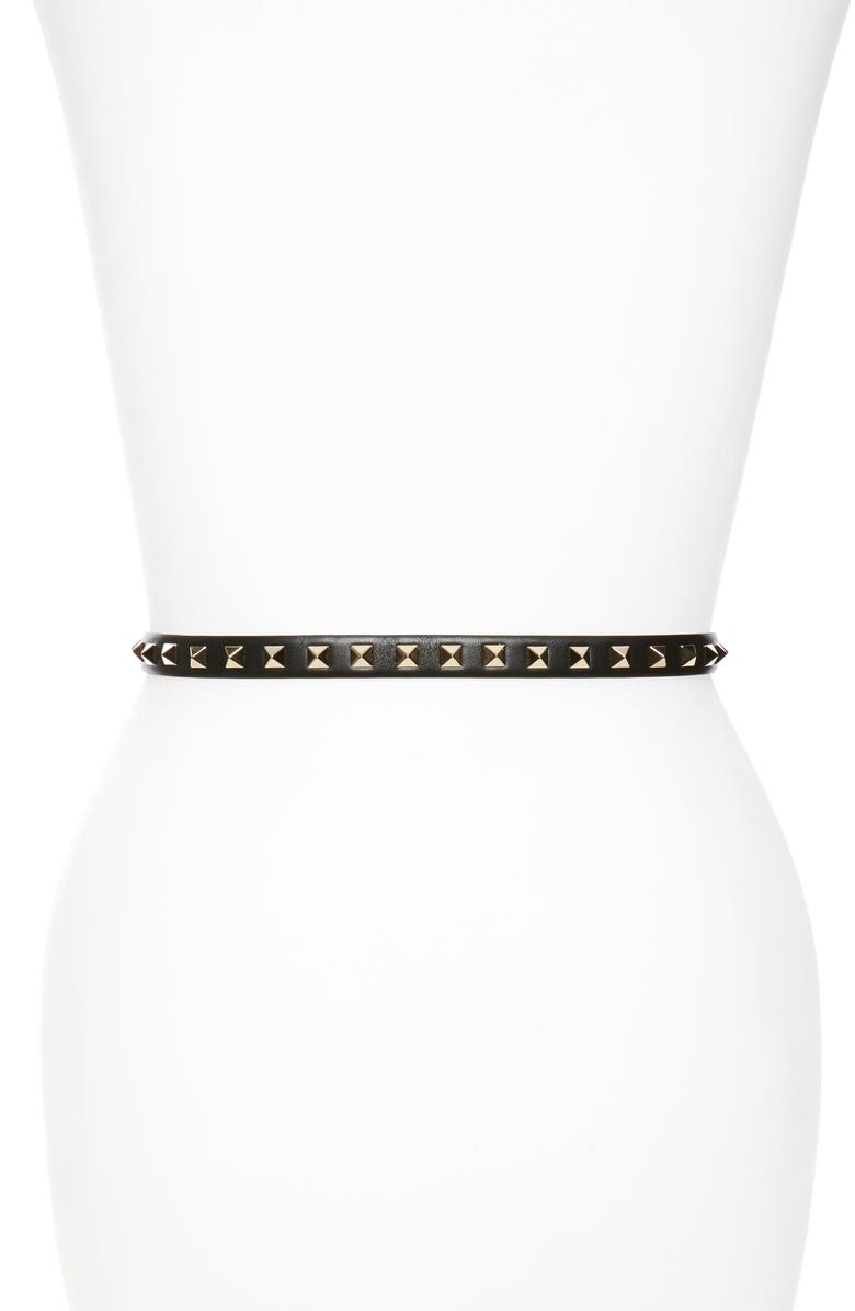 Valentino Garavani Rockstud Leather Belt, Alternate, color, 