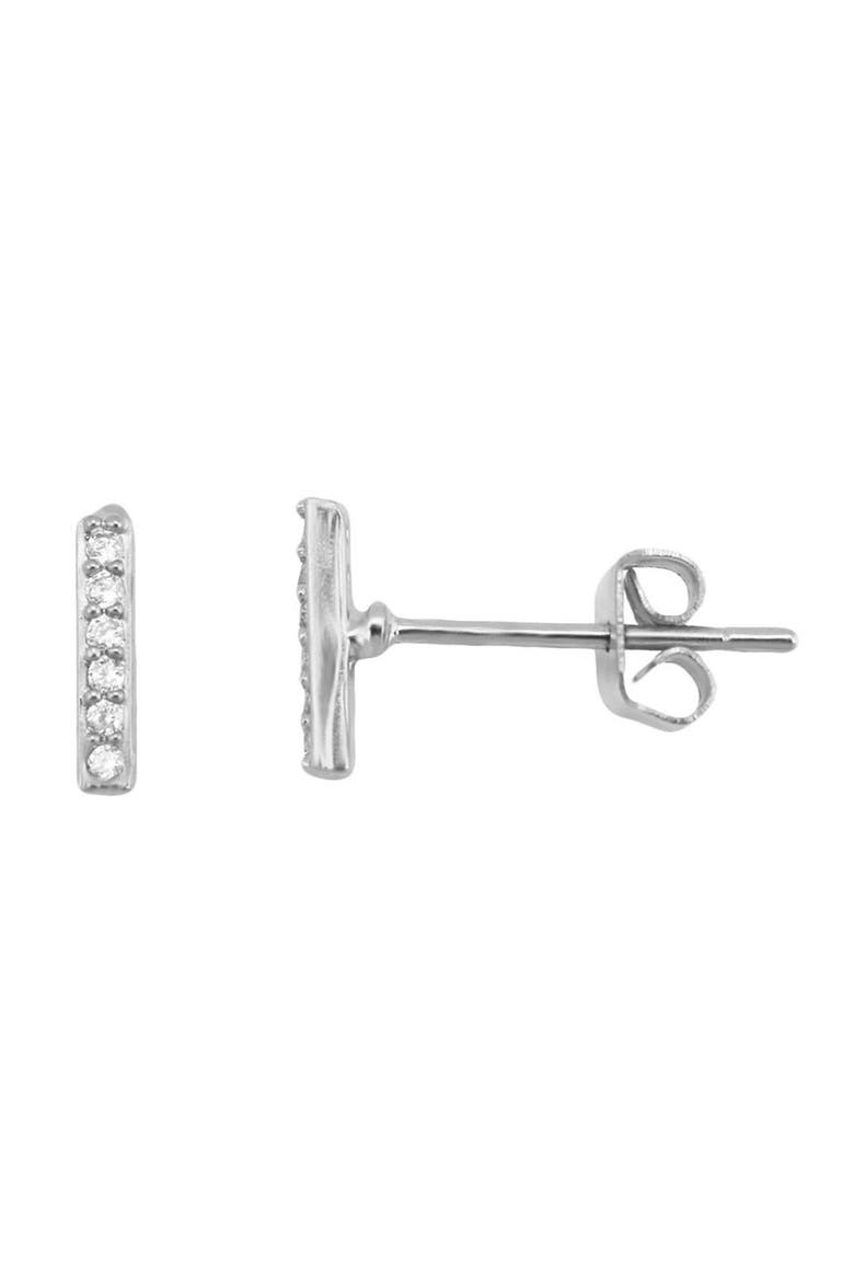 Cubic Zirconia Stud & Hoop Earrings Set, Alternate, color, SILVER